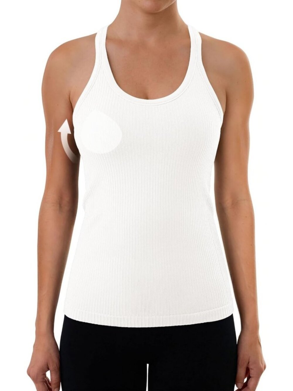Ribbed Racerback Workout Tank Top with Built-In Bra for Women - Activewear